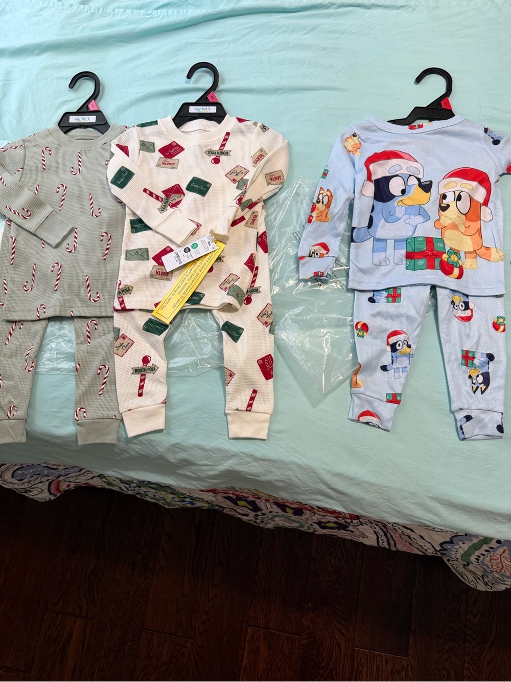 Holiday Candy Cane & Penguin Kids Pajama Set - Bluey, 2T & 18 months